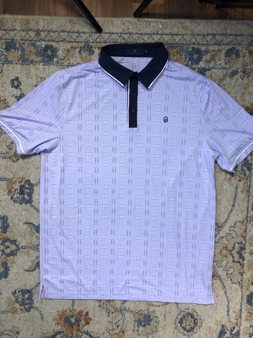 Extracurricular Polo Shirt Mens XL Purple Geometric Golf Knit Short Sleeve